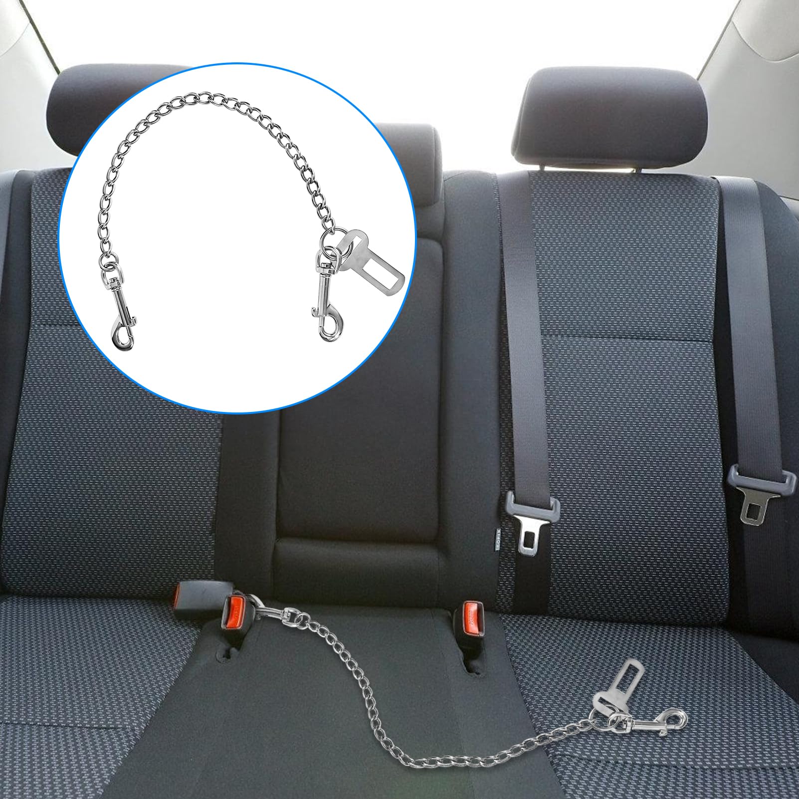 Collier en acier inoxydable Ceinture de sécurité résistante aux morsures 80 cm Harnais de sécurité pour chiens de petite taille