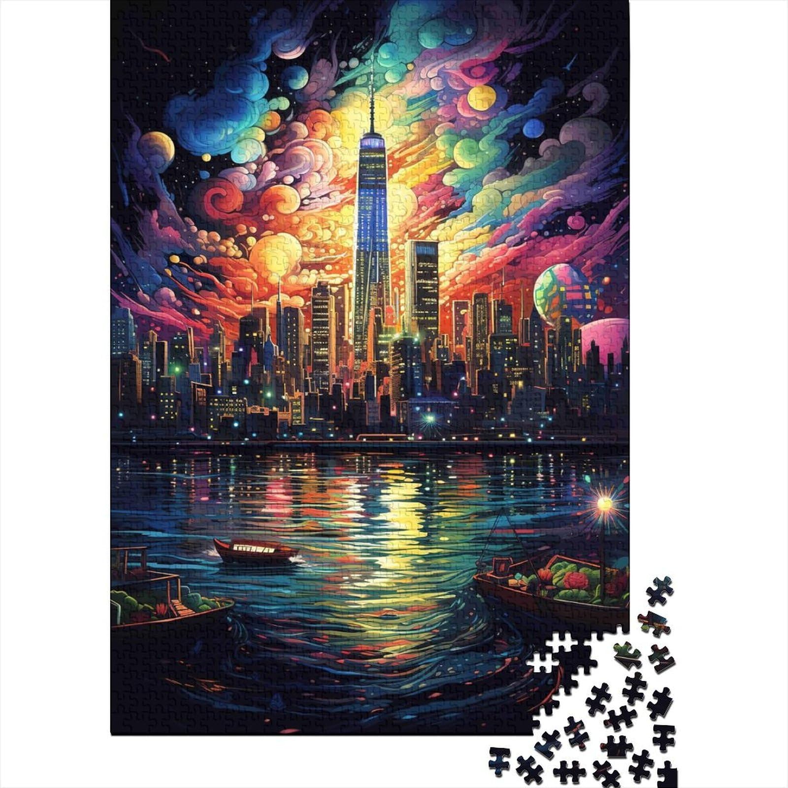 City Nightscape 1000 Piece Jigsaw Puzzle Vibrant Style for Adults Wall Art nan