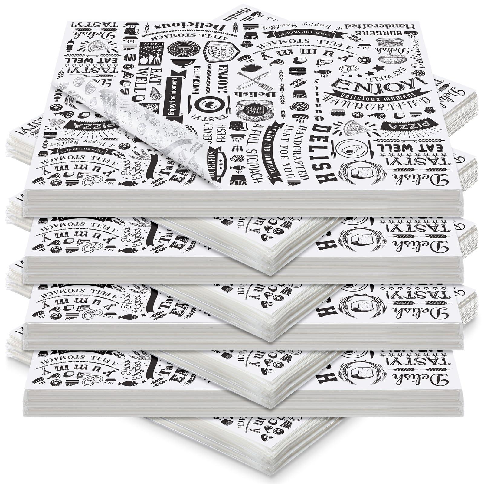 Outus Lot de 600 feuilles de papier ciré résistant à la graisse - 20,3 x 25,4 cm - Papier journal résistant à l'eau et à la graisse - Pour la cuisson des aliments (blanc)