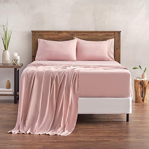 Miniatura 2 de Chanasya Juego de sábanas recortadas de alta calidad  Juego de sábanas de microfibra sólida recortadas con textura suave  Sábana bajera, sábana