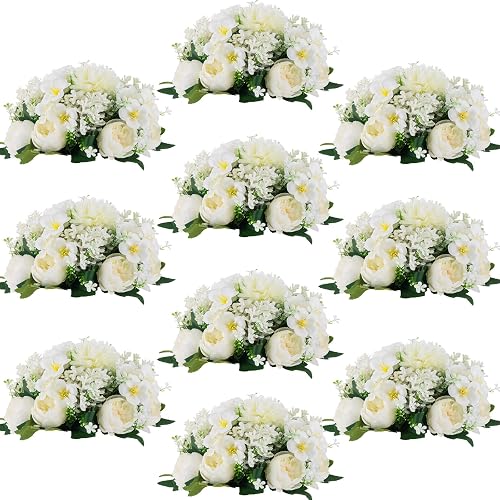 Flower Balls Centerpieces for Tables: 10 PCS White Flowers for