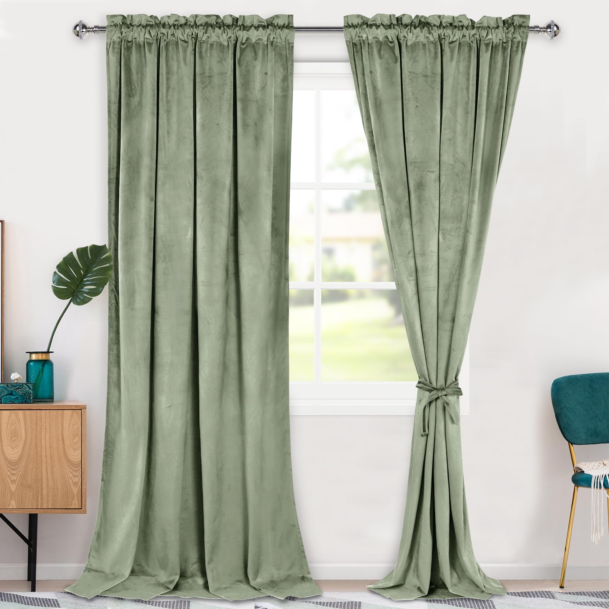 Rideaux occultants thermiques en velours isolant pour chambre et salon