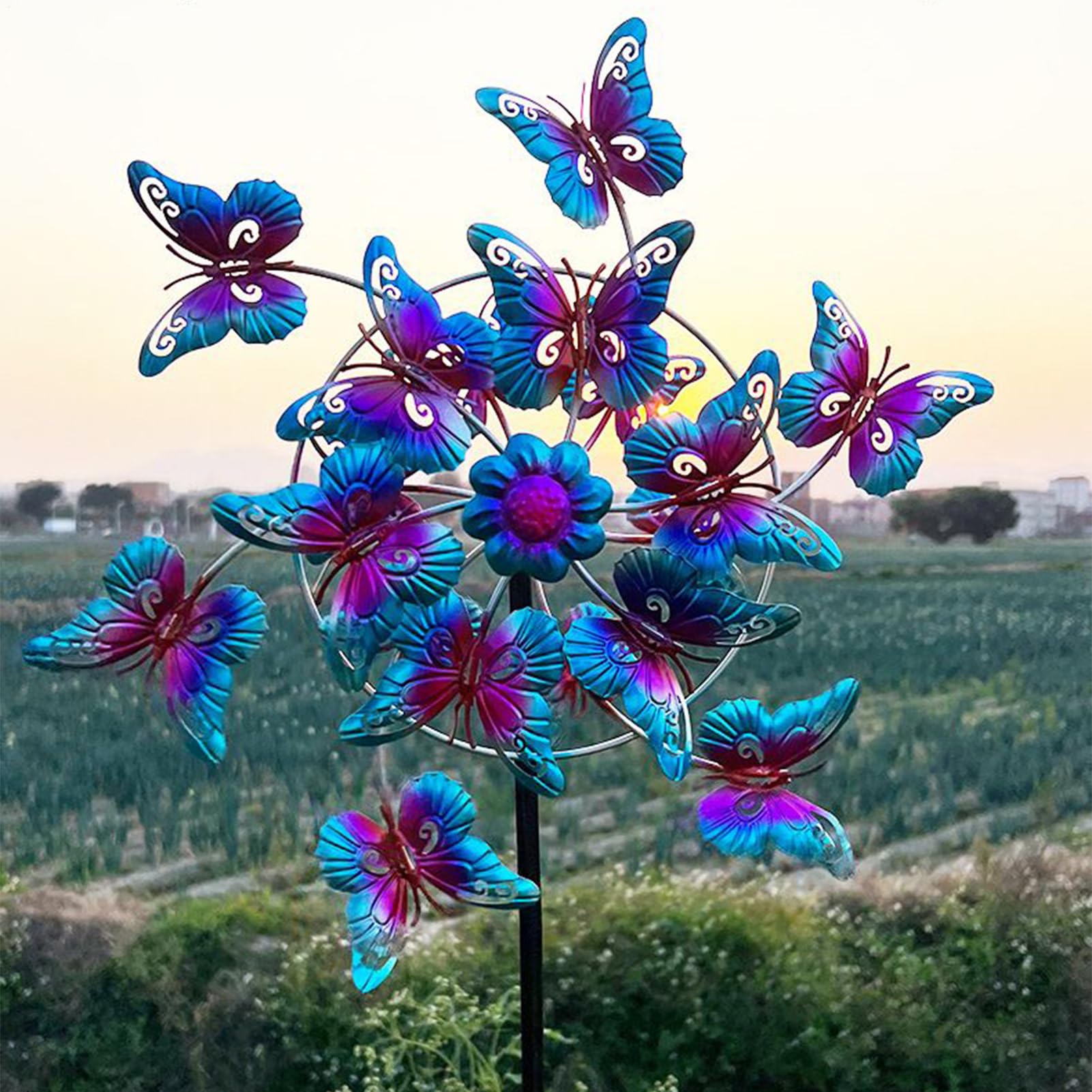 Molinete De Viento Metálico Decoración Jardín Exterior Resistente