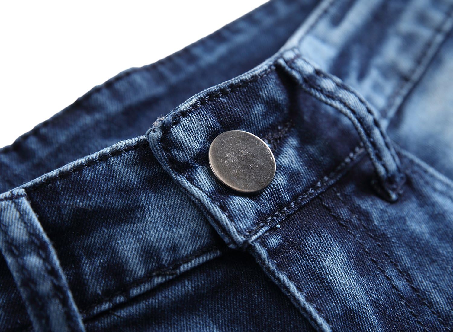 Men's Fashion Skinny Fit Ripped Distressed Camo Patched Washed Stretch Denim Biker Jeans,Blue,36