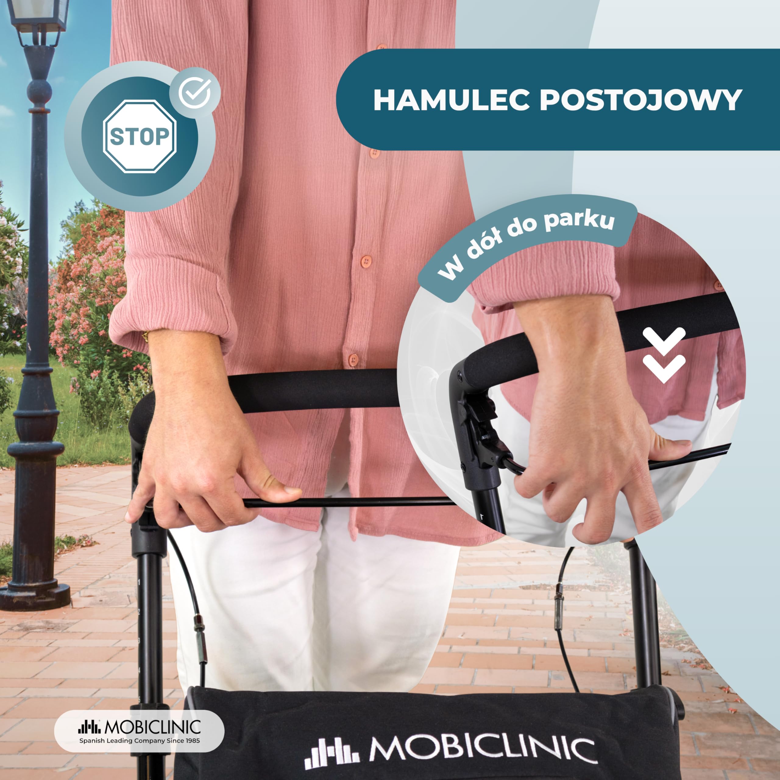 Mobiclinic®, Składany Chodzik + Wózek na Zakupy, 2 w 1, Hamulec Postojowy, Regulacja w 6 Pozycjach Wysokości, Jednouchwytowy, Kosz i Wyjmowana Torba XXL, Kółka Obrotowe 360º, Aluminium, Formen