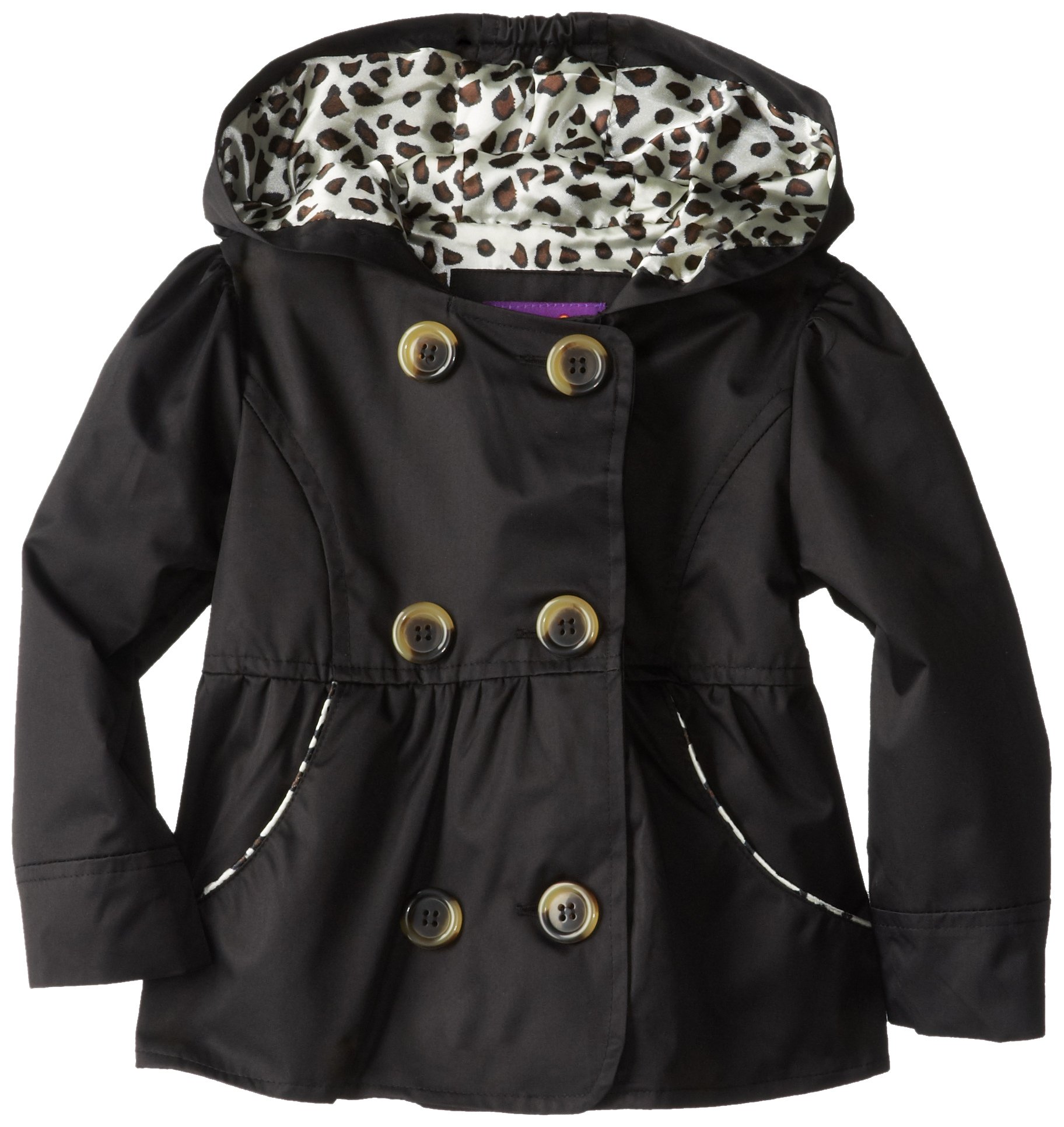 Pink Platinum Little Girls' Double Leopard Trench Rain Jacket