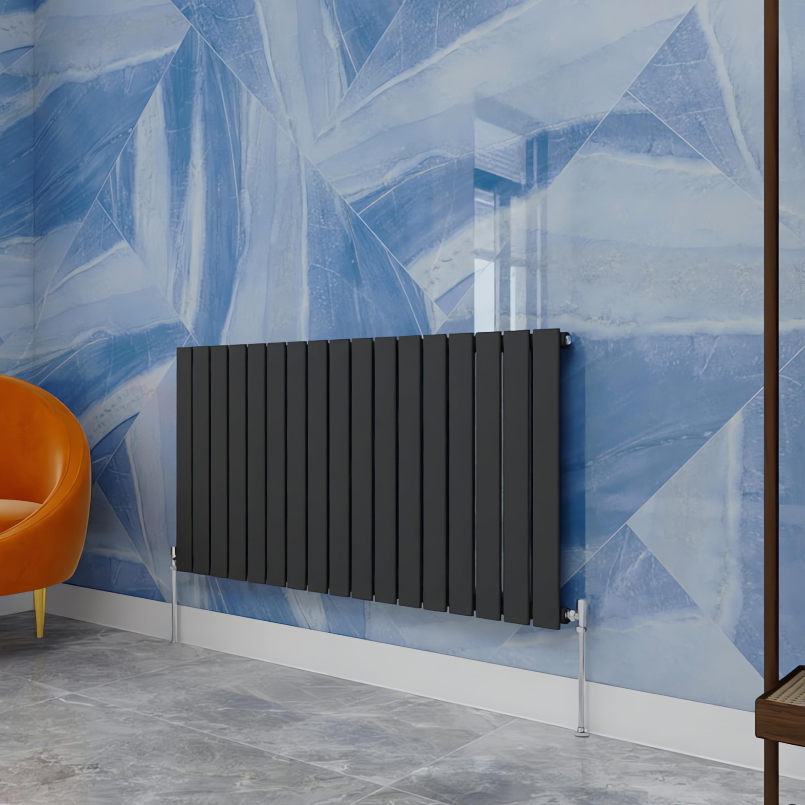 Central Heating Radiator,600x1156mm Anthracite Horizontal Flat Single Panel Column Energy-efficient for Morden Multi-Scene