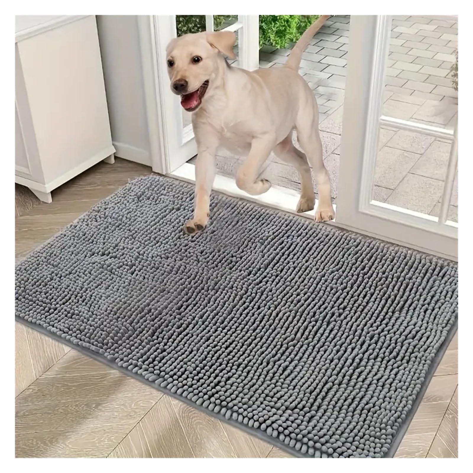 Alfombra para perros superabsorbente que elimina barro y humedad con base antideslizante