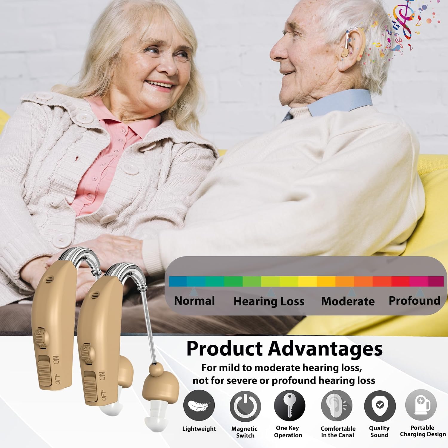 Hearing Aids for Seniors, Rechargeable Hearing Amplifier with Noise Cancelling, Volume Control, Digital Hearing Assist Devices with Charging Box (ZQ) (S82)