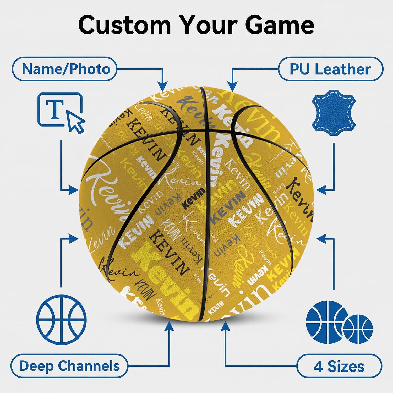 Custom Basketball, Personalized with Name or Photo, Size 7 (29.5") and Size 5 (27.5"), Gift for Senior Night, Birthday, Back to School, Basketball Lovers, Coach Gift