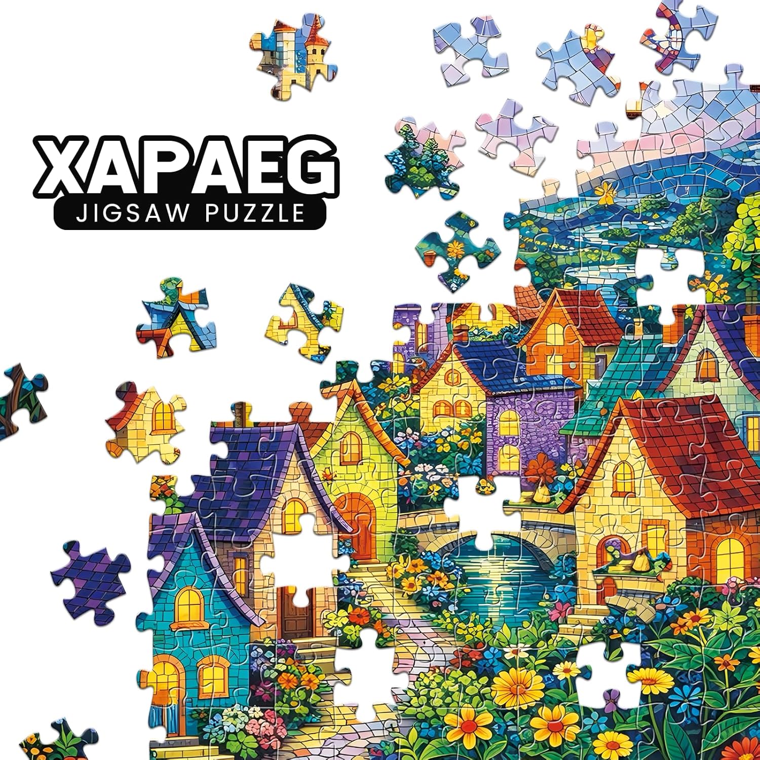 500 Piece Puzzle for Adults, Fantasy Village 500 Piece Puzzle, Vibrant Hot Air Balloons & Castle in Starry Night Jigsaw Puzzle, Perfect for Family Game Night, Home Wall Decor, Great Gift for Adults