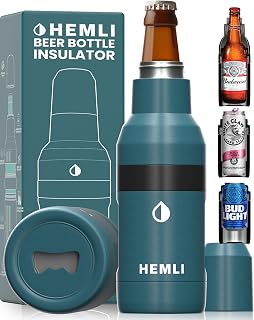 Beer Bottle Cooler & Can Insulator Sleeve – 12-Hour Cold Retention, Lock-In Fit, Scratch-Resistant Powder Coat, Fits Beer Bottles, Cans & Slim Cans