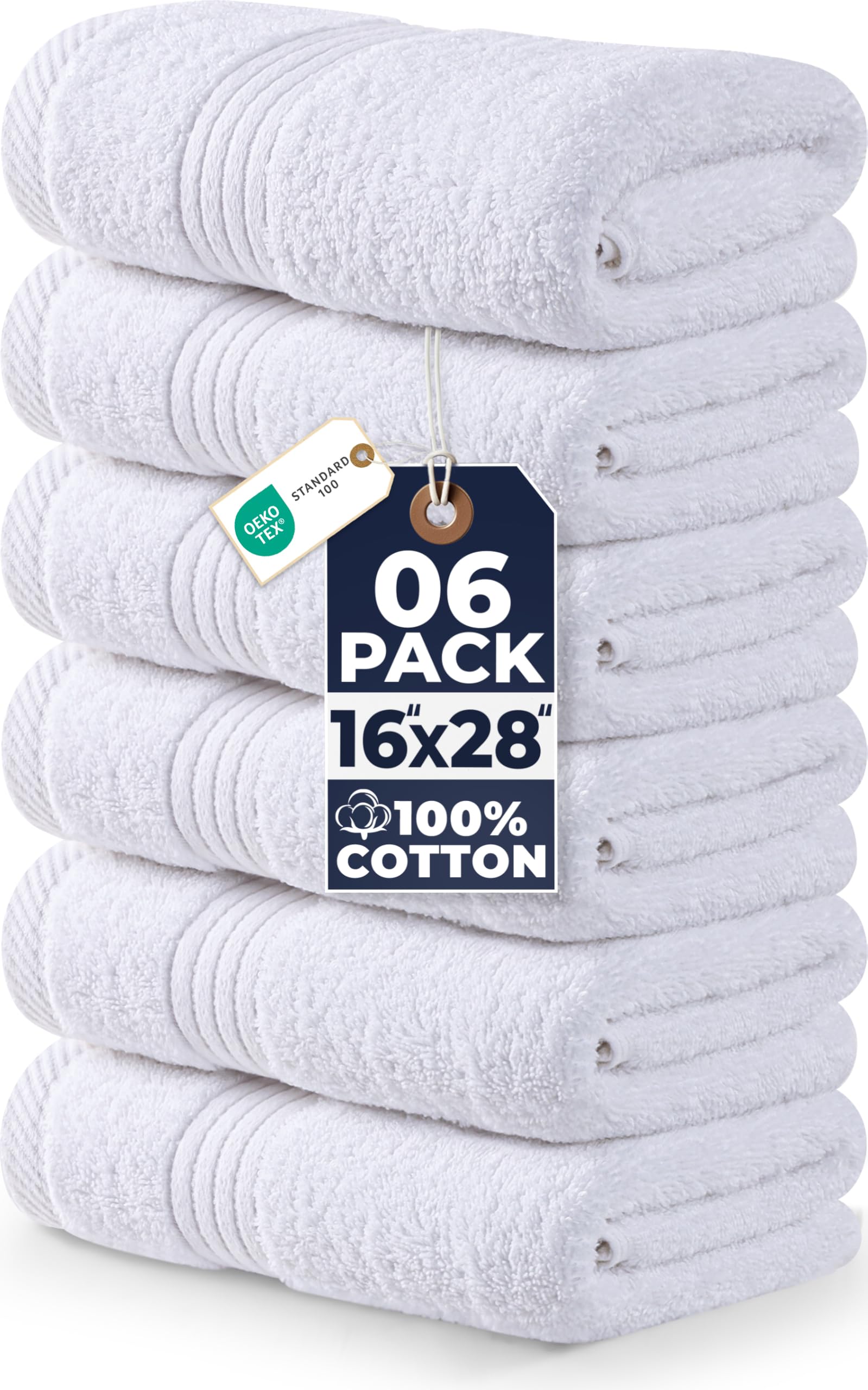 Utopia Towels - Premium Hand Towels - 100% Combed Ring Spun Cotton, Ultra Soft and Highly Absorbent, Exrta Large Thick Hand towels 41 x 71 cm, Hotel & Spa Quality Hand Towels (6-Pack) (White)