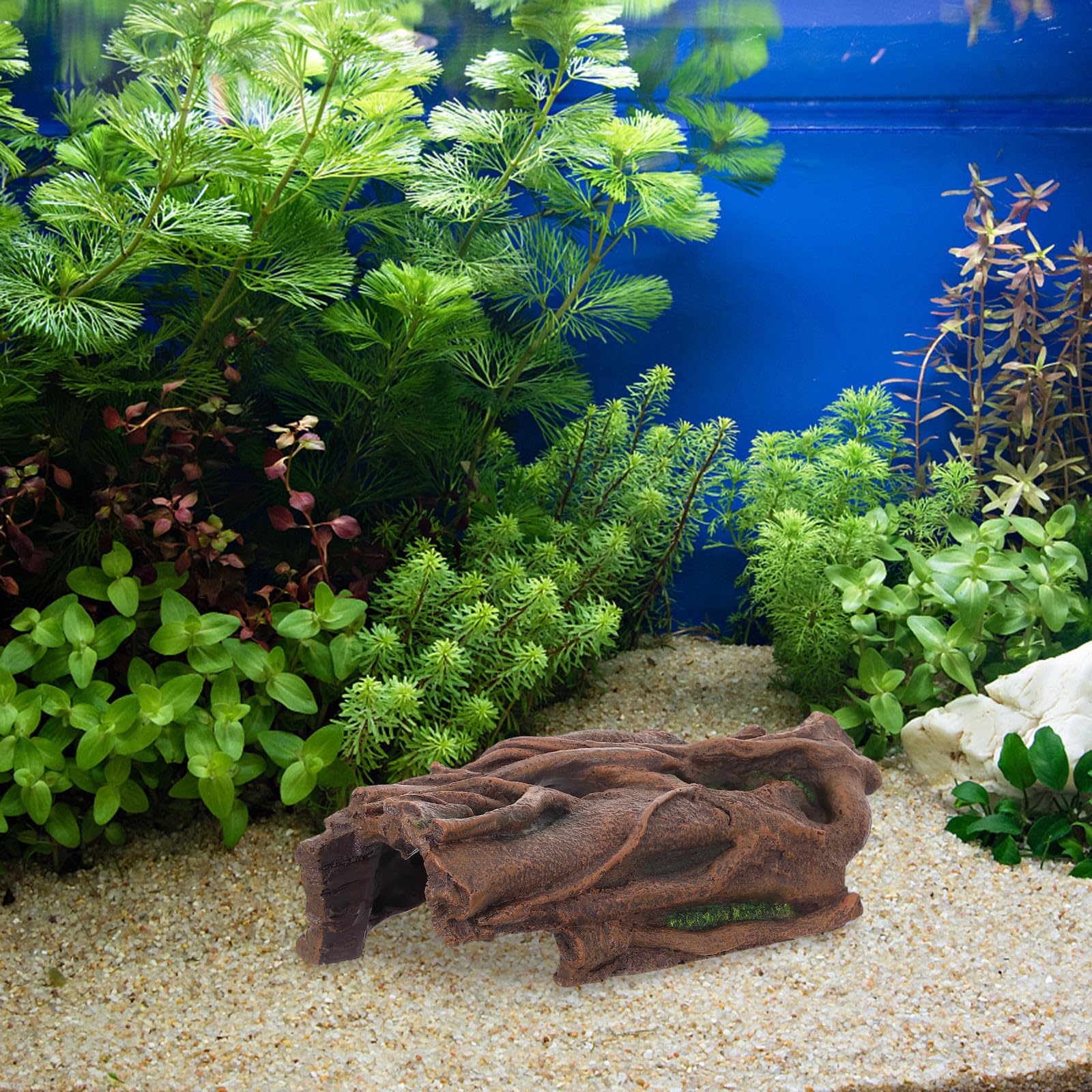 Reptilien Baumstammversteck mit Sonnenplatz aus Kunstharz für Aquarium