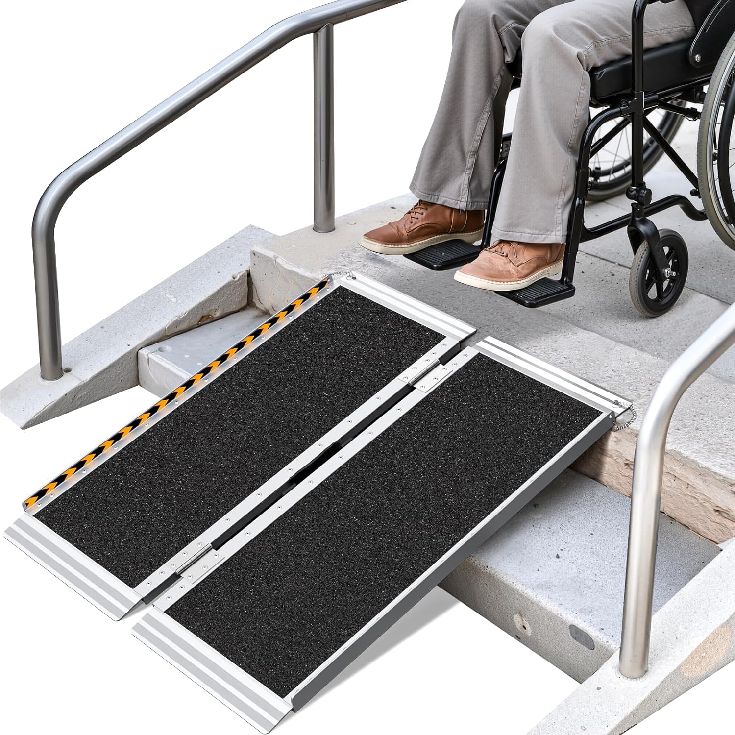 Handicapped Ramp Packing Portable Wheelchair Ramp 3FT, Non-Skid Aluminum Ramps for Wheelchairs ...