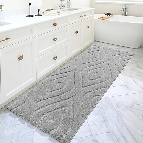 Miniatura 2 de DEXDE Alfombras de baño largas de 24 x 47 pulgadas, antideslizantes, suaves, lavables, grandes alfombras de baño para dormitorio, pasillo, cocina,