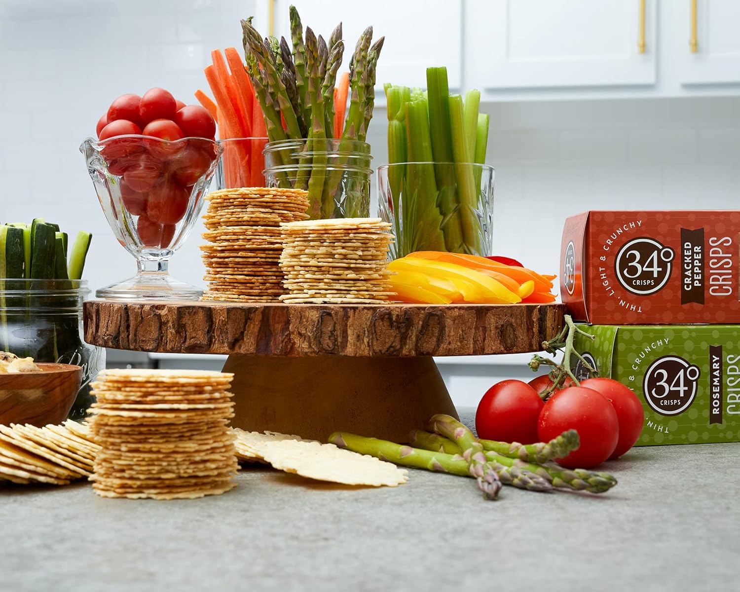 34 Degrees Crisps | Rosemary Crisps | Thin, Light & Crunchy Rosemary Crisps, 3 Pack (4.5oz each)