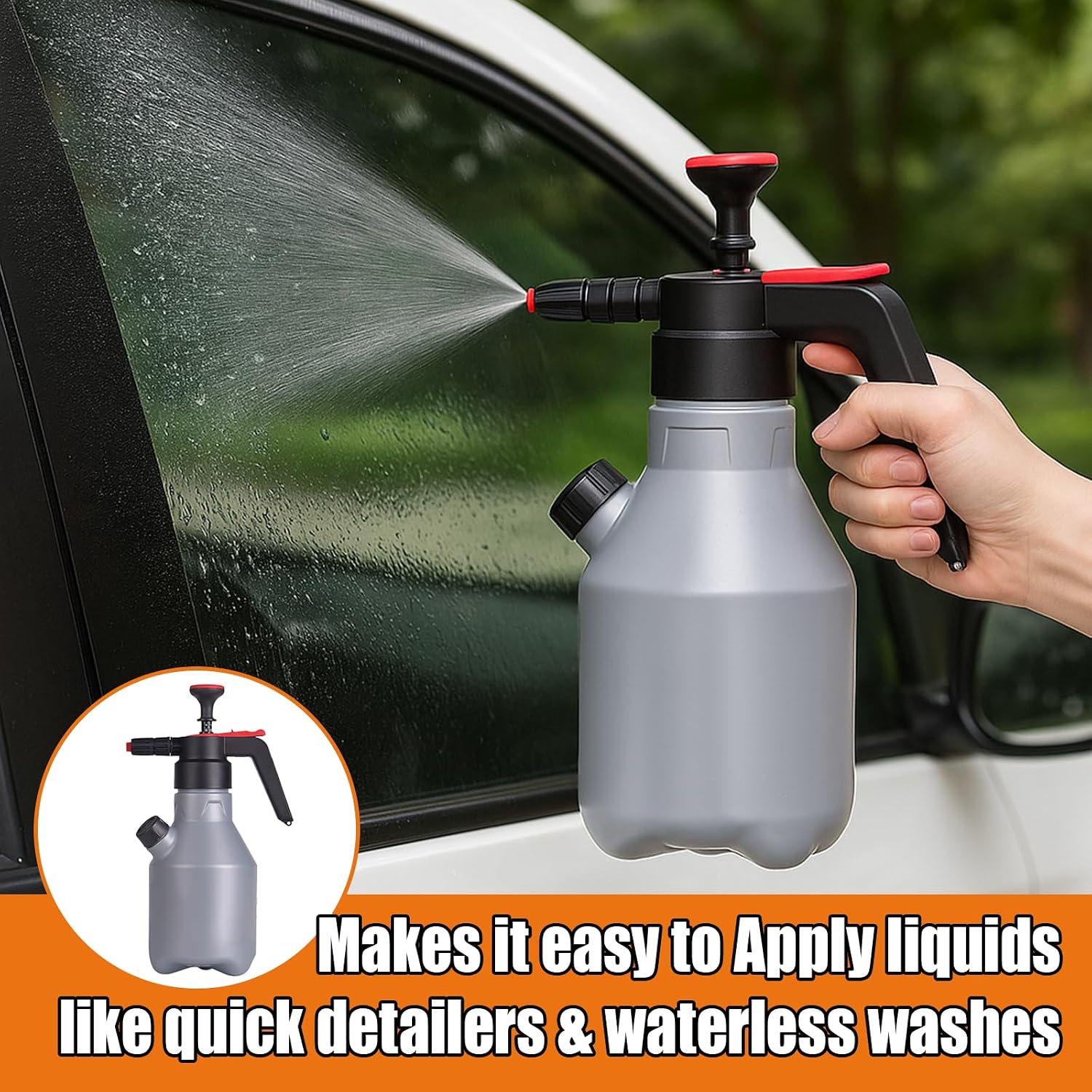 2L Car Wash Pump Foam Sprayer, 0.5 Gallon Pressure Atomizer Water Soap Spray Bottle, Hand Pump Sprayer, Car Wash Foam Gun for Auto Beauty, Wheel Washing, Home and Garden Detailing