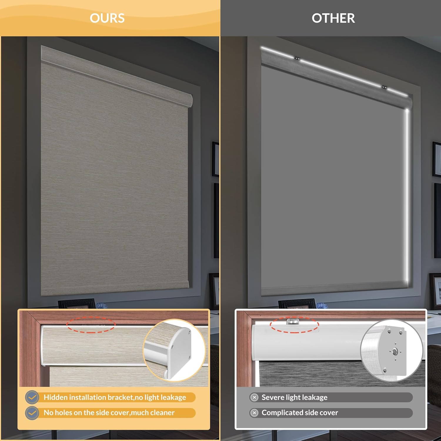 Boolegon Blackout Roller Shades for Windows,Cordless,Pull Down Roller Blinds,Thermal Insulated Fabric UV Protection,Window Shades Blinds for Home,Door,Easy to Install,Blackout-Beige,Customize Now