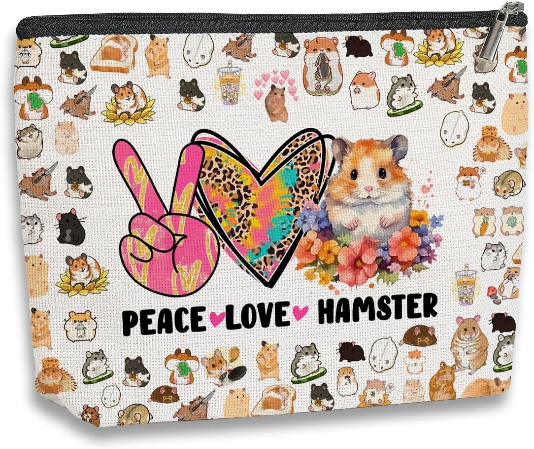 Hamster Gifts for Hamsters Lovers Gift for Women Girls Hamster Makeup Bag Funny Birthday Christmas Gift for Best Friend Sister Cute Hamsters Travel Toiletry Makeup Organizer Zipper Pouch