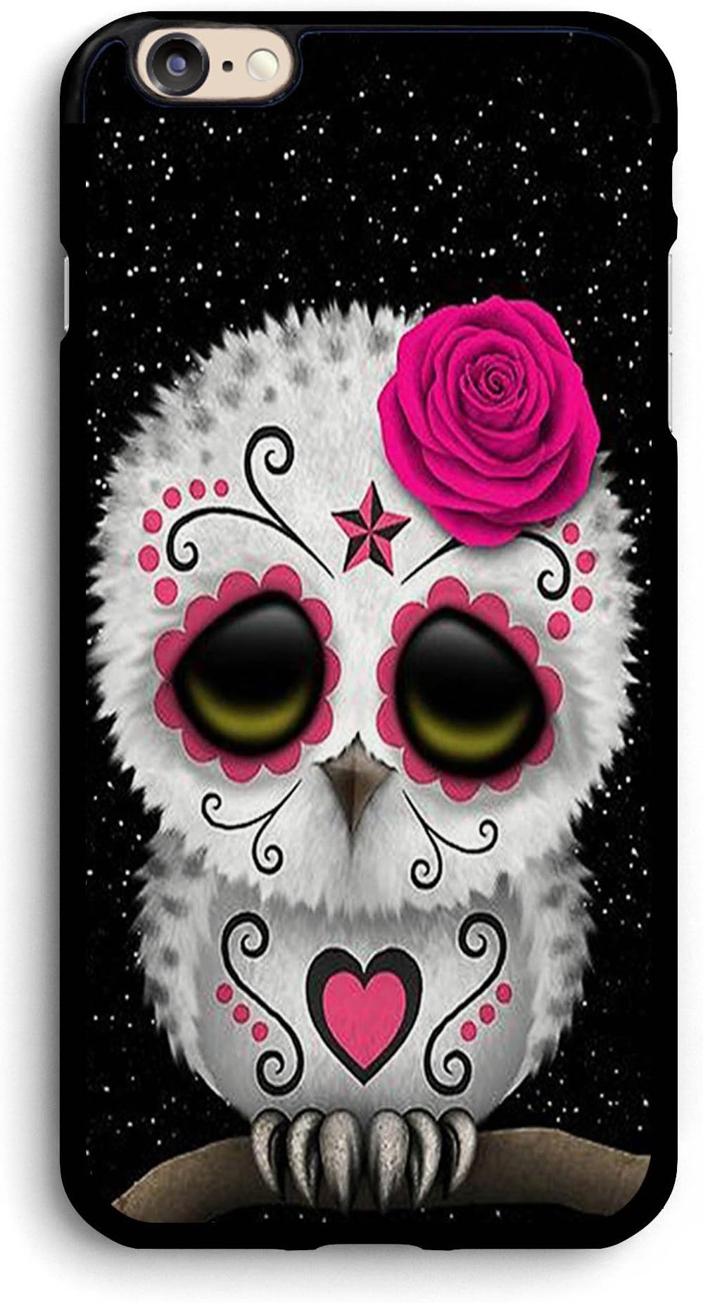 Cute Red Day of The Dead Sugar Skull Owl iPhone Case,PC Hard Case for iPhone (6/6s)