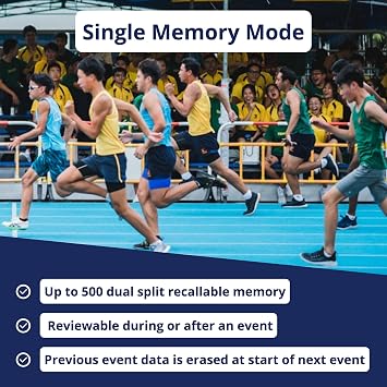 Ultrak 496 500-Lap Stopwatch, Dual-Split Memory Sports Timer with LCD Display, Water-Resistant, Stroke Rate & Countdown, Long-Life Battery