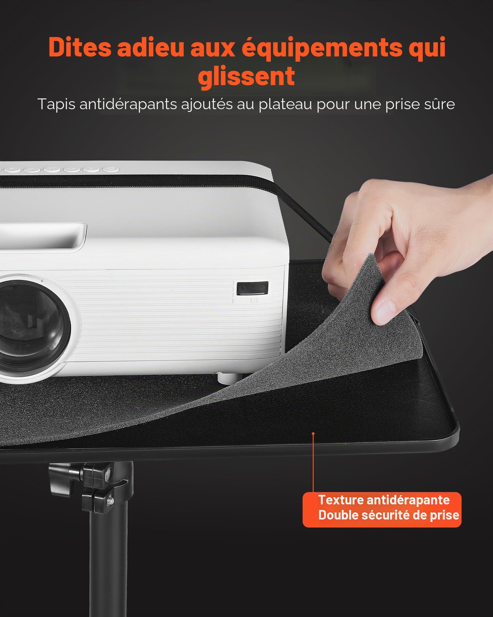 VEVOR Support de projecteur sur Pied, Support vidéoprojecteur Hauteur réglable de 77 à 161 cm, Rotation Horizontale à 360°, Stand de vidéoprojecteur avec Plateau, pour réunions Maison Bureau, Noir
