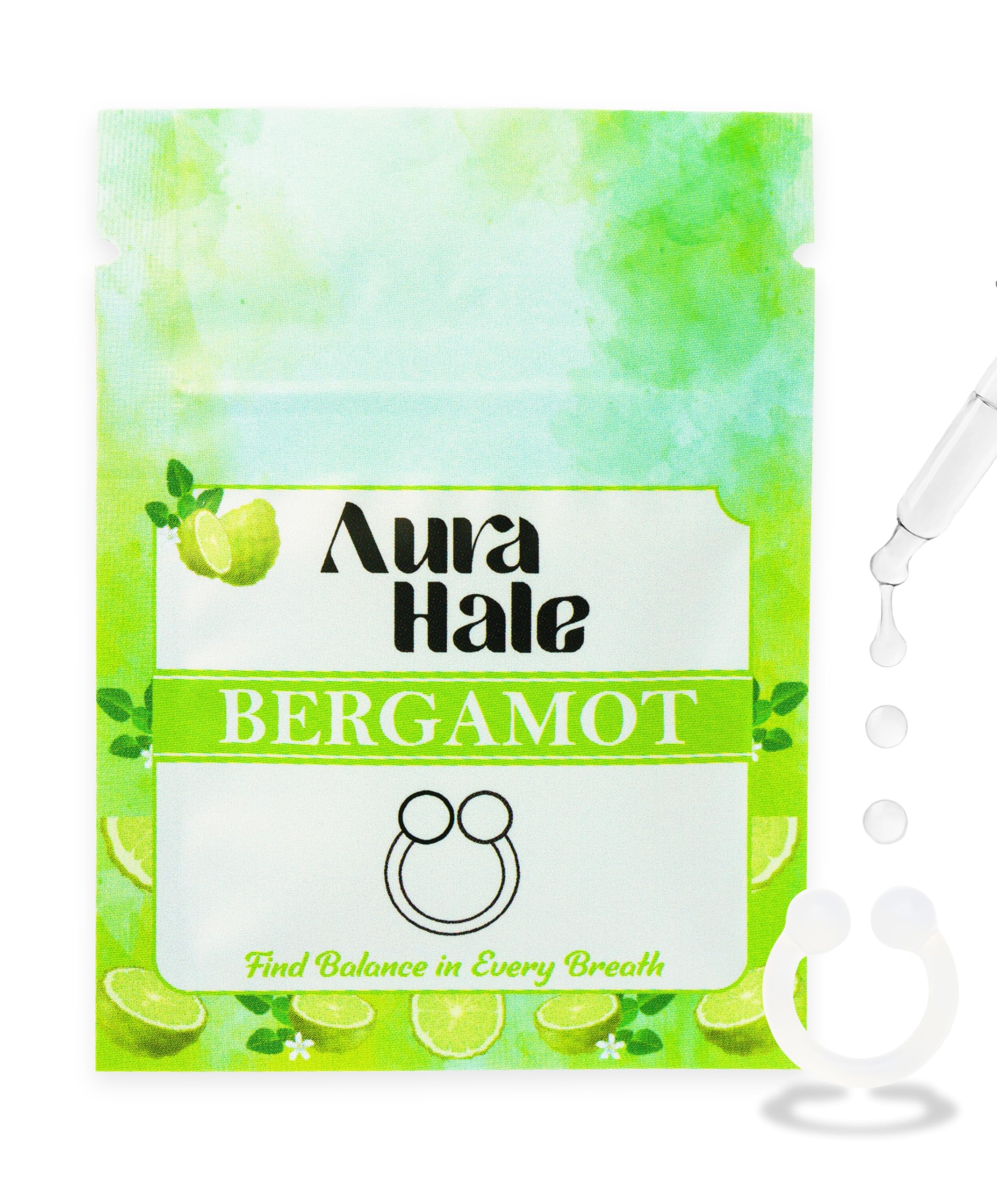Aurahale Transparent Nasal Diffuser Ring – Bergamot Scent For Zesty Energy, Uplifted Mood & Inner Balance | Wearable Aromatherapy | Medical-Grade Silicone | Organic Essential Oil Infused