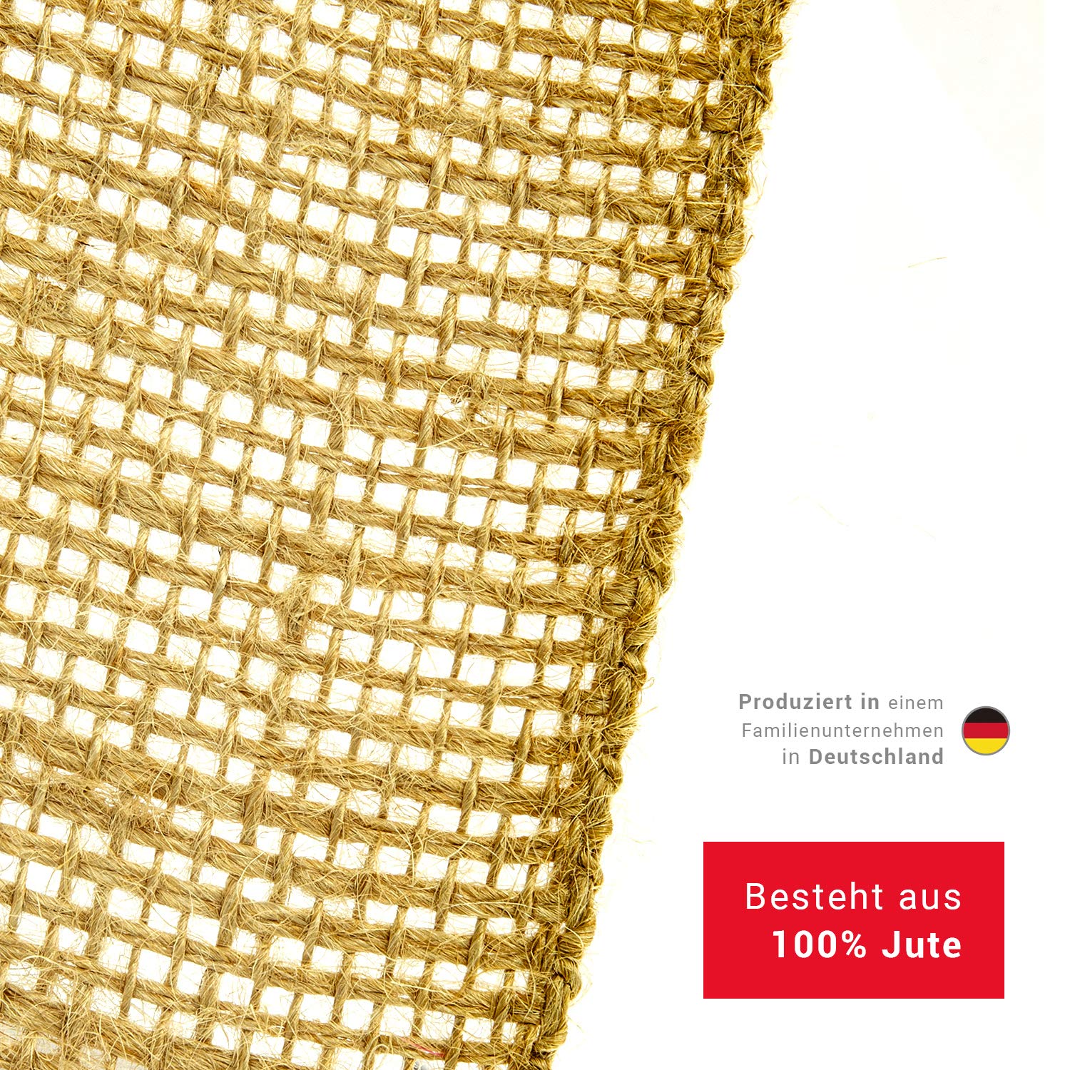 Cinta de Yute como protección de árboles/25 m de Yute de protección de Invierno para Plantas y árboles. Fabricado en Alemania/no se deshilacha. Cinta de Yute con Borde Cerrado (100 mm).