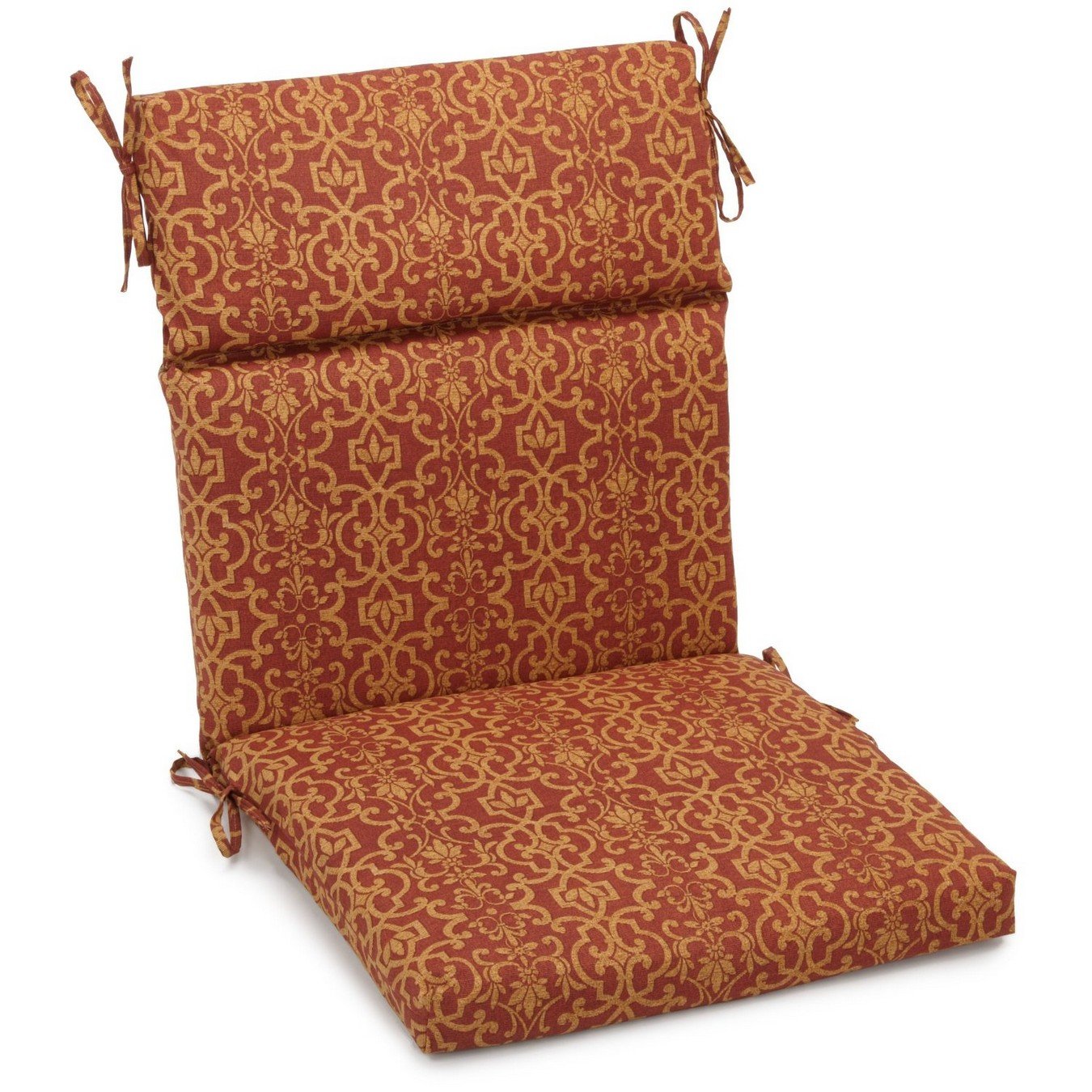 blazing needles spun polyester patterned outdoor squared seat/back chair cushion, 20" x 42", vanya paprika