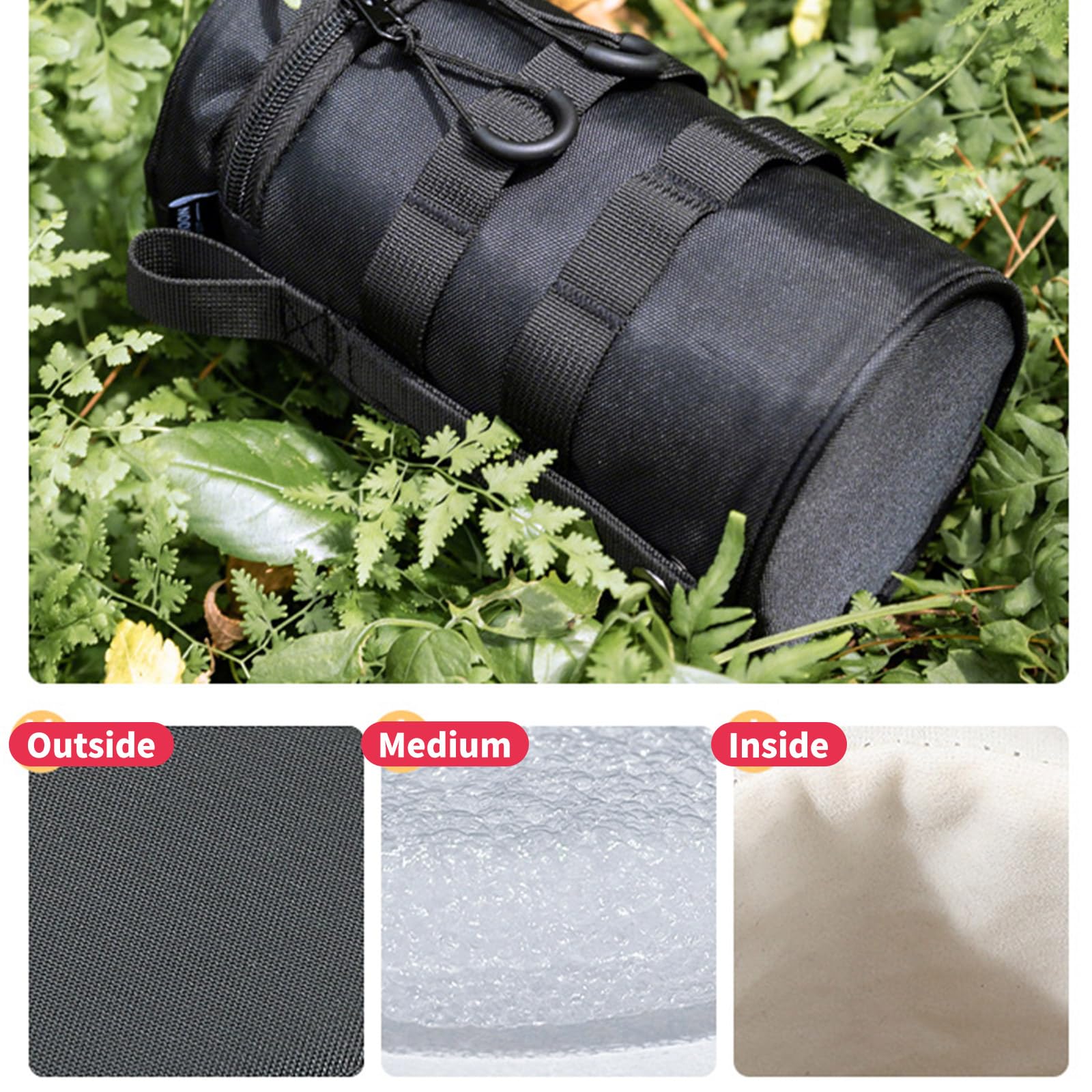 Strapazierfähige, dreilagige Bierglas-Tasche, wasserabweisende Konstruktion für Wanderrucksäcke, Tassenaufsätze, Tassen-Aufbewahrungstasche