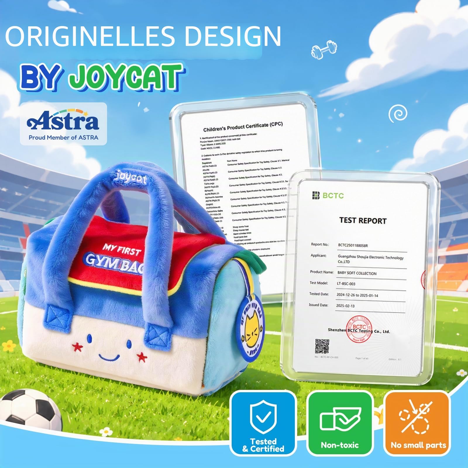 Joycat Baby Spielzeug 0-12 Monate, Mein Erstes Sporttaschen-Spielzeug, 4 Sensorik Bälle mit Multifunktionsspielfeld, Montessori Babyspielzeug 3 6 9 12 Monaten, Tummy Time Baby Geschenke Jungen Mädchen