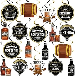 Whiskey Birthday Party Decorations for Men Aged to Perfection Hanging Swirls Whiskey Hanging Swirls for 30th 40th 50th 60th 70th 80th Birthday Decorations