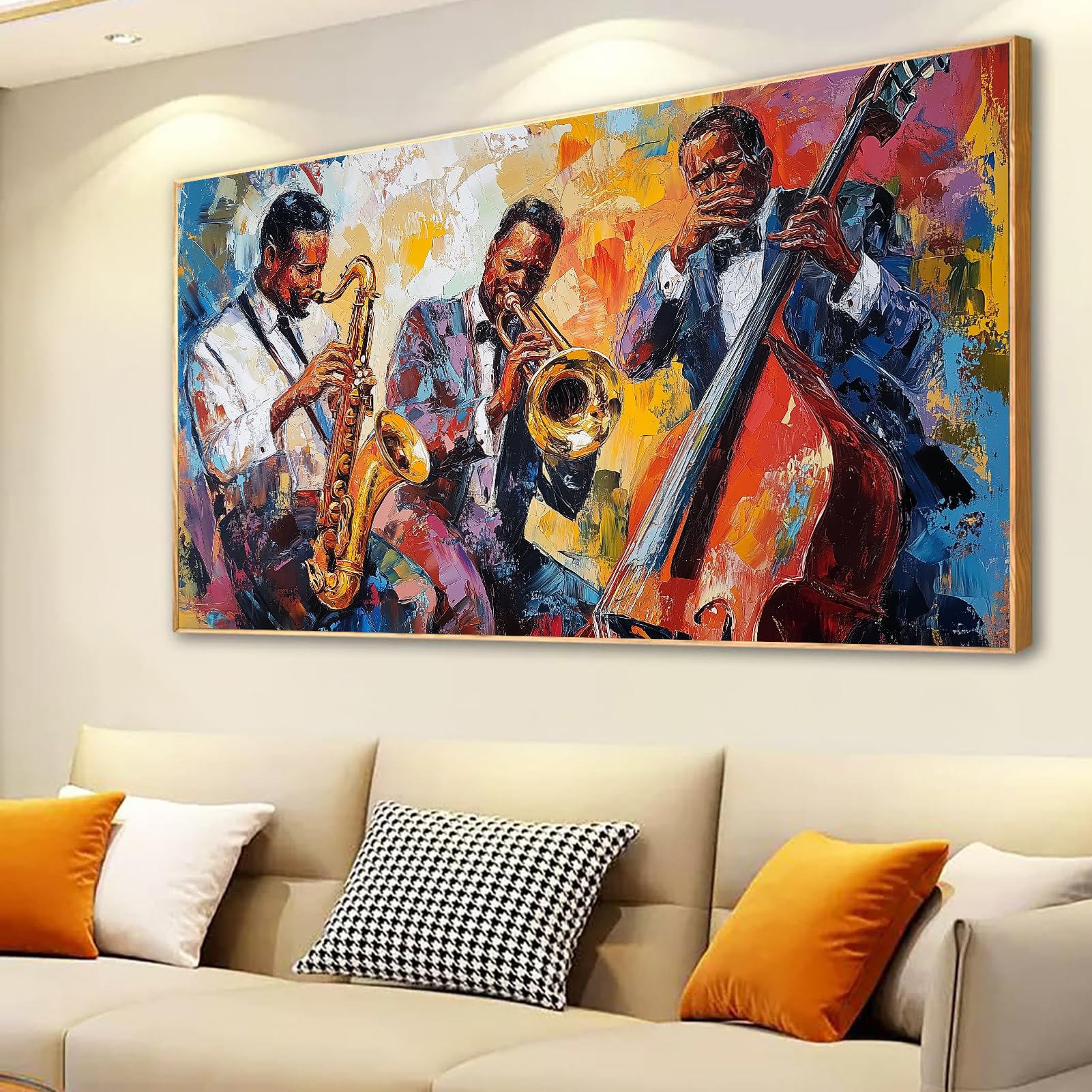絵画 JAZZ ART Amazon.com: RUNBOAT Jazz Canvas Wall Art, Abstract Jazz Colorful