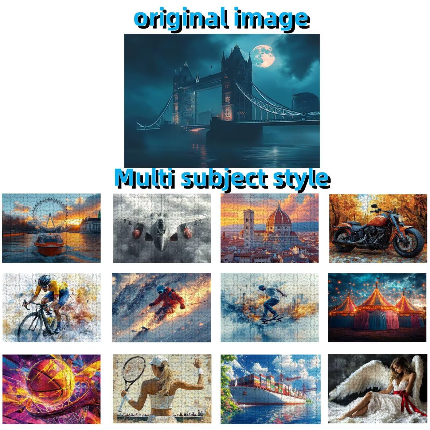Puzzle 5000 sztuk London Bridge, Puzzle 5000 Pieces Adult Księżyc, Drewniane Puzzle dla Dorosłych 160x105 cm, Puzzle dla całej rodziny Zdjęcia Nowoczesne Salon Dekoracja Prezent RXPT-4876