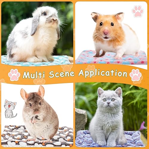 Miniatura 5 de 4 piezas de cama de conejo de 13 x 19 pulgadas, alfombrillas de felpa de conejillo de indias, alfombrillas de felpa para animales pequeños, perros,