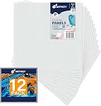 Canvas Panels 4x12 Inch 12-Pack, 10 oz Triple Primed Acid-Free 100% Cotton Blank Canvases for Painting, Long Flat Canvas Board for Oil Acrylics Watercolor & Tempera Paints