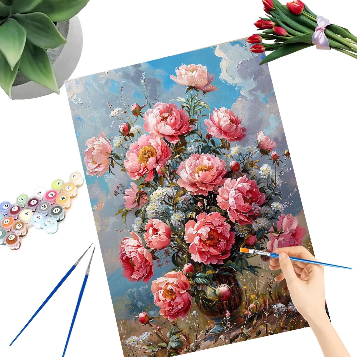Pintar por Numeros Adultos pintar por numeros niños manualidades niños 10 años, DIY Pintar por Números de Pincel y Pintura acrílica Decoraciones para el Hogar Manualidades, sin Marco 60x80cm C-66