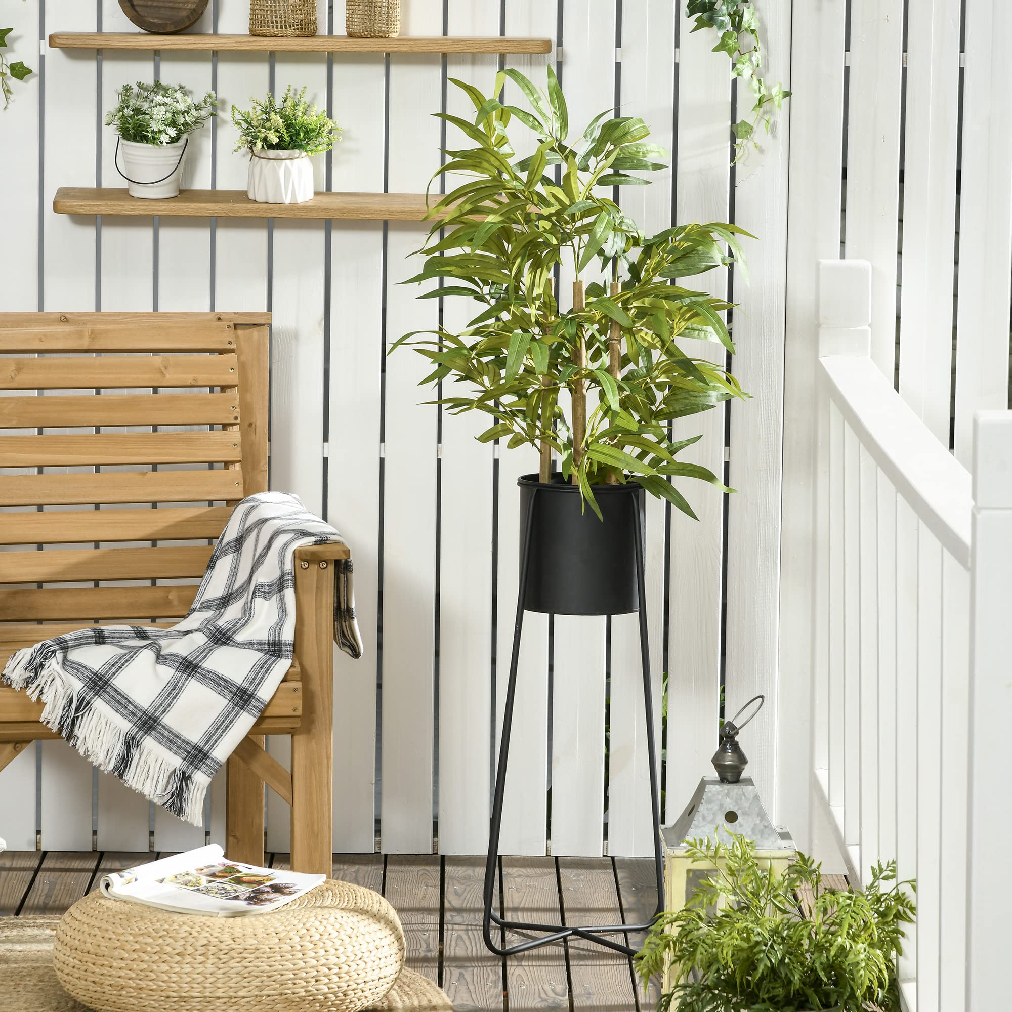 HOMCOM Árbol de Bambú Artificial Decorativo en Maceta 60cm