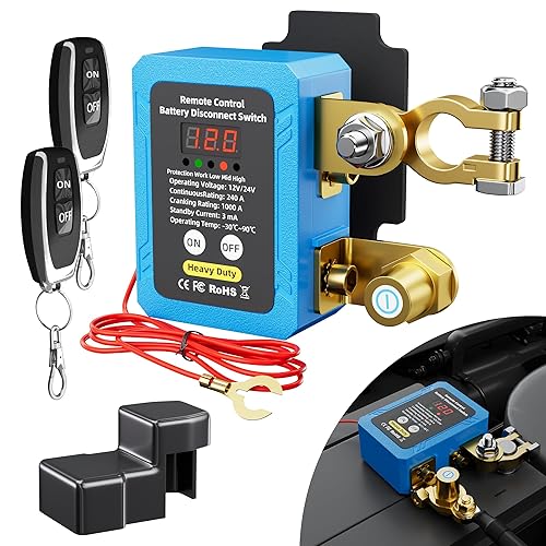 Miniatura 7 de Interruptor de apagado 12V 240A Interruptor de desconexión de batería remota Interruptor automático de apagado de energía Interruptores de control