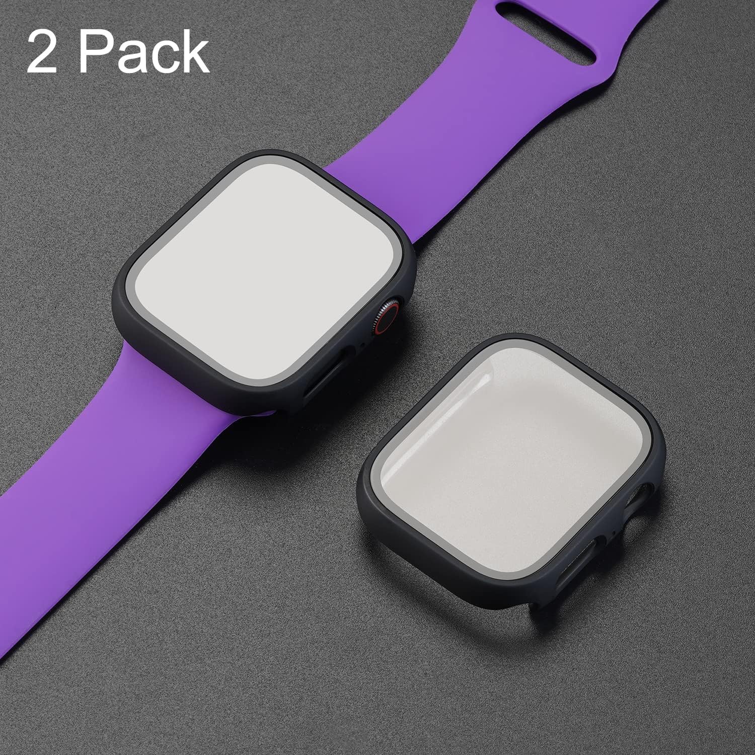 baozai 2 Pack Tempered Glass Screen Protector Compatible with Apple Watch 45mm Case, Full Coverage Hard iWatch Case for Series 7, Black : Cell Phones & Accessories
