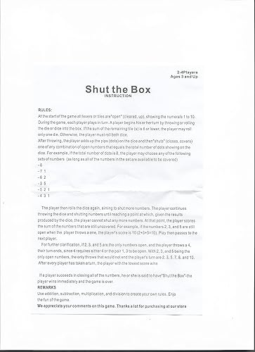 Miniatura 5 de CRETVIS Juego de dados de 1 a 4 jugadores, juego de dados Shut The Box, 10 números de madera tradicional de pub bar, tablero de mesa familiar, dados