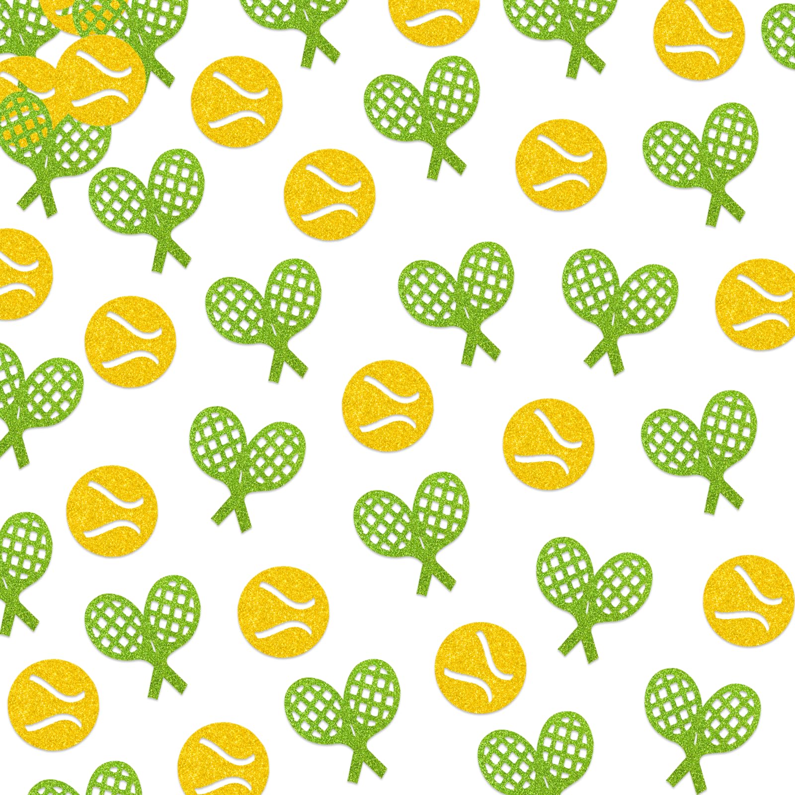 Photo 1 of 150Pcs Tennis Party Decorations, Gold Green Glitter Tennis Confetti for Sport Themed Baby Shower Birthday Party Table Decorations