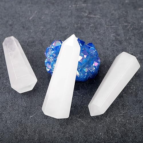 Miniatura 4 de GEHECRST Varitas de cristal curativo natural de 3.11 a 3.23 pulgadas, cuarzo transparente Reiki, 6 piedras preciosas facetadas, torre de piedra
