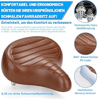 CDYWD széles kényelmes kerékpárnyereg férfiaknak és nőknek puha ergonomikus retro rugózással univerzális csere városi és MTB e bike 2
