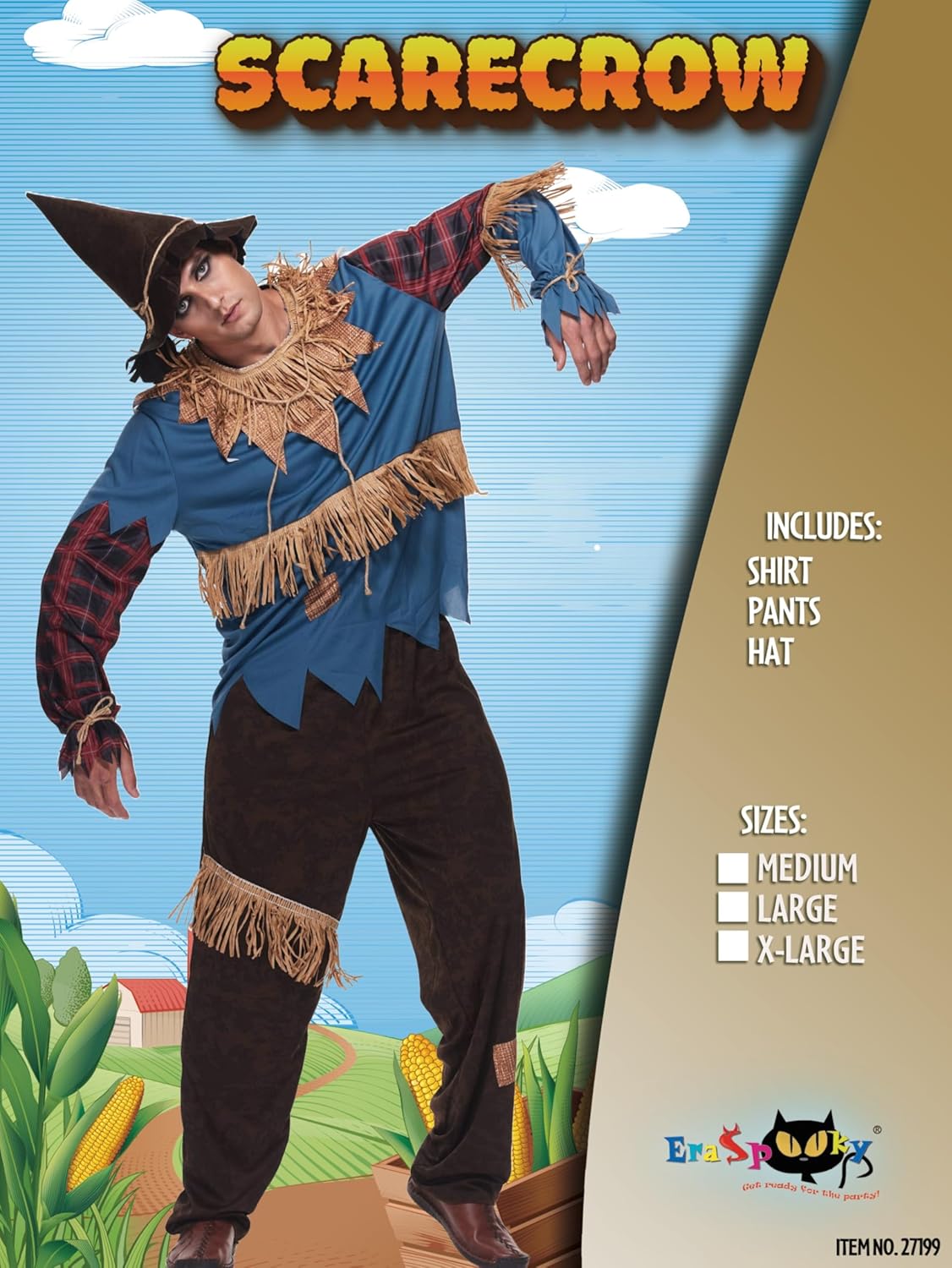 Mens Sinister Scarecrow Costume Adult Patchwork Halloween Wizard Outfits - Image 2