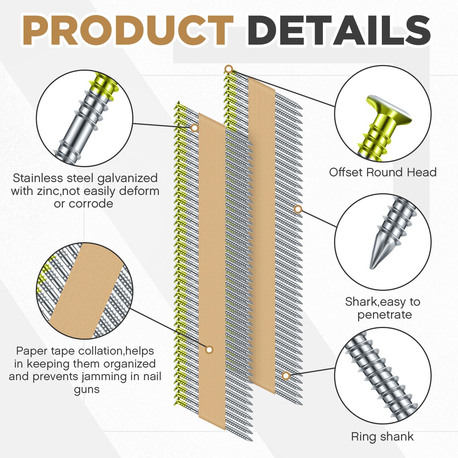 DEWALT Pointes à Tête Ronde Galvanisées Lisses à 30 Degrés Avec Bande De Papier De 3 1/4 P... | Home Depot Canada