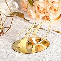 Vista 3 de 10 números de mesa para boda, recepción del 1 al 10, números de boda con soporte, elegante número de mesa de espejo para fiesta de compromiso, Dorado