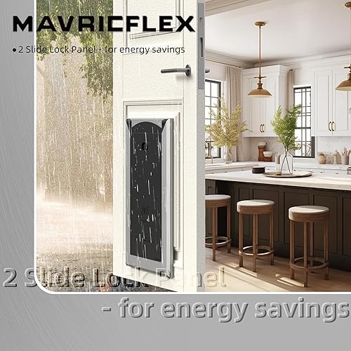 Miniatura 4 de Puerta resistente para perros con doble panel de bloqueo deslizante, puerta grande de aluminio resistente de eficiencia energética, fácil