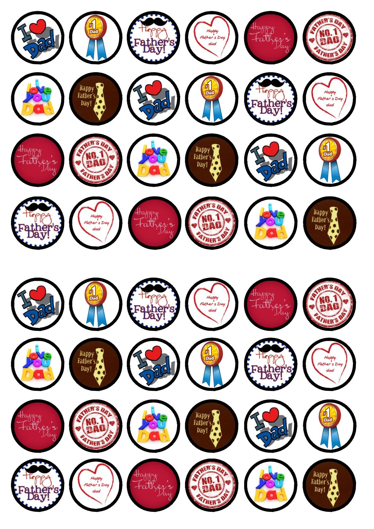 Buy 48 hers Day Edible PREMIUM THICKNESS SWEETENED VANILLA, Wafer Rice Paper Cupcake Toppers
